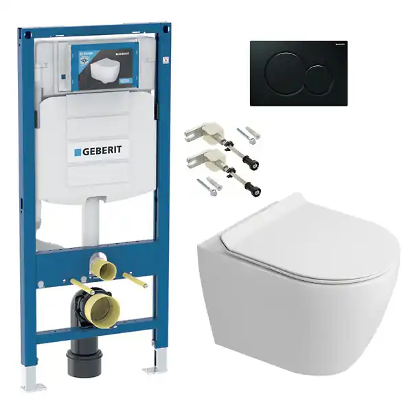 Dernier Modèle Duofix pack WC bâti-support + WC sans bride Ceramia PixL avec abattant SoftClose + plaque (GECEPXWT01-FR) GEBERIT