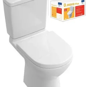 Prix Choc Combi Pack O.NOVO PLUS en céramique - Sortie Verticale - Blanc - Avec abattant Soft Close blanc- réf 5661V101 - VILLEROY ET BOCH