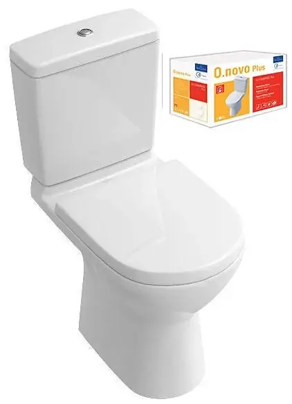 Prix Choc Combi Pack O.NOVO PLUS en céramique - Sortie Verticale - Blanc - Avec abattant Soft Close blanc- réf 5661V101 - VILLEROY ET BOCH