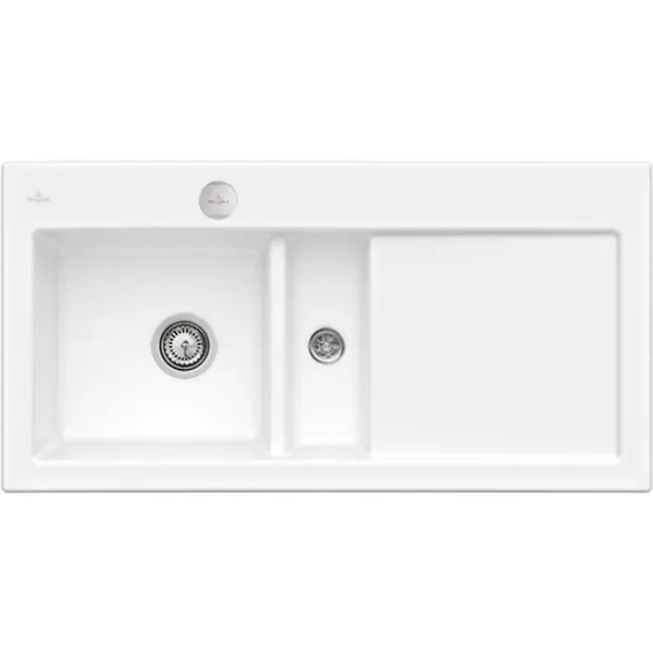 Evier 1 bac et demi avec egouttoir a droite Subway Pure 60 100 x 51 cm Blanc vidage automatique inclus VILLEROY ET BOCH Commander Maintenant