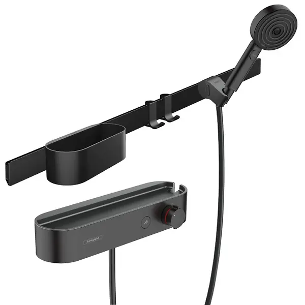 Top Vente Pack mitigeur douche thermostatique encastré WallStoris noir mat avec accessoires HANSGROHE