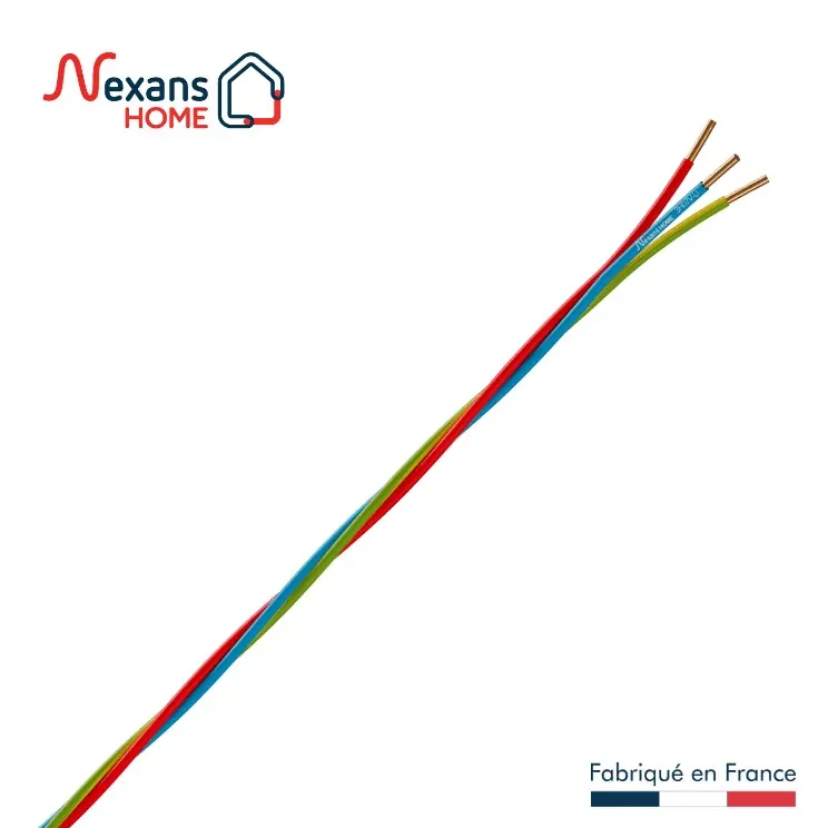 Produit De Marque Fils électriques H07V-U 2,5 mm² rigides bleu, rouge et vert/jaune 25 m par 3 - Speedfil NEXANS