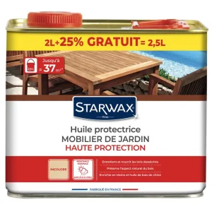 Huile protectrice pour mobilier de jardin 2L + 25% gratuit STARWAX Offre Limitée