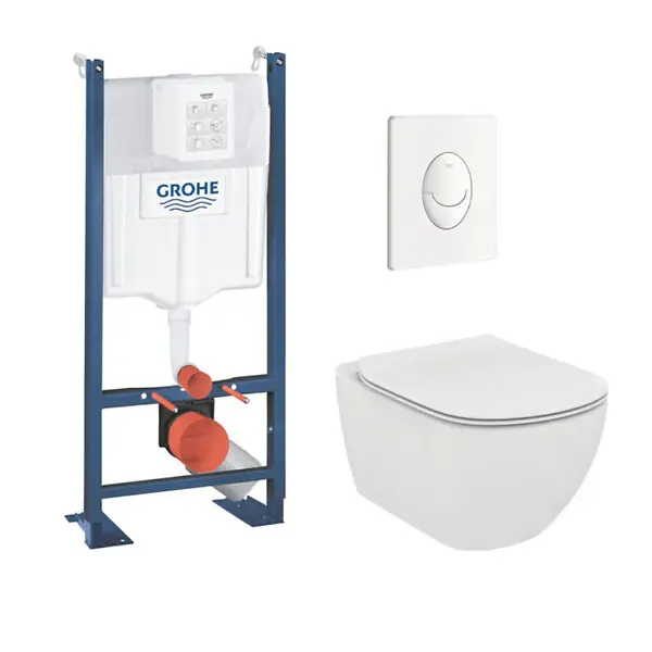 Pack WC Rapid SL autoportant + cuvette Ideal Standard T354601 + plaque Skate Air blanche (ProjectTesi-3) GROHE Solde