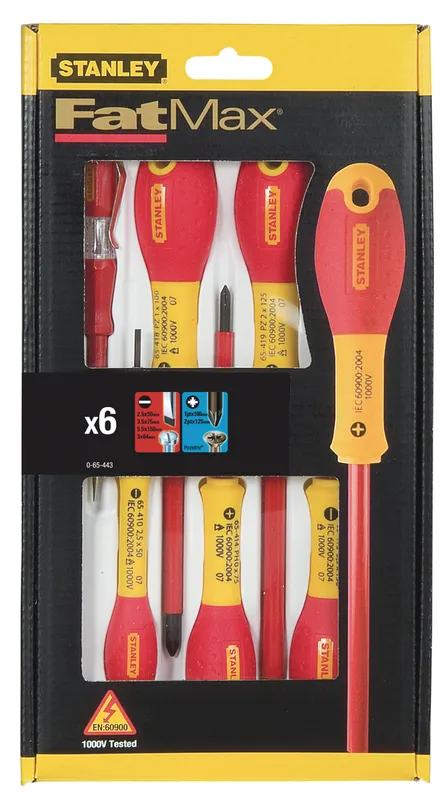Tournevis isolés 1000 V Fatmax avec testeur par 6 STANLEY Nouveauté