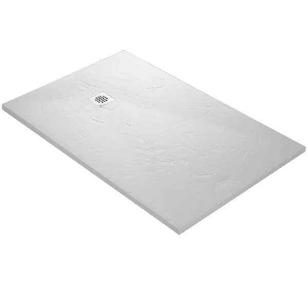 Dernière Chance Receveur de douche blanc 150 x 100 cm en résine aspect ardoise - grille carrée U-TILE