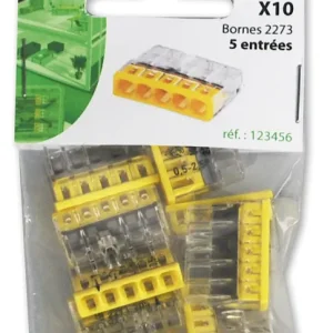 Vente Flash Bornes automatiques 5 entrées pour fil rigide par 10 WAGO