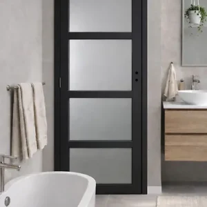 Haute Qualité Bloc Porte Telia Noir Vitrée H204 x L83 cm Côte Tableau P.Droit GD MENUISERIES