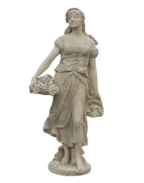 Seulement Aujourd'hui Statue jeune femme raisins - Pierre reconstituée - H150cm W.HAIRIE