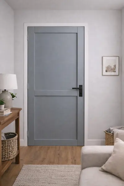 Bloc Porte Athena Gris Clair 2 panneaux H204 x L73 cm Côte Tableau P.Droit,Poignee GD MENUISERIES Retour Gratuit