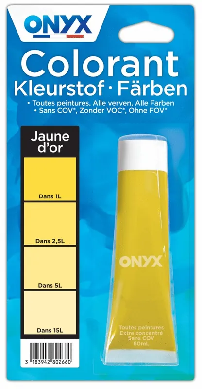 Nouvelle Collection Colorant universel pour peinture jaune d‘or 60 ml ONYX
