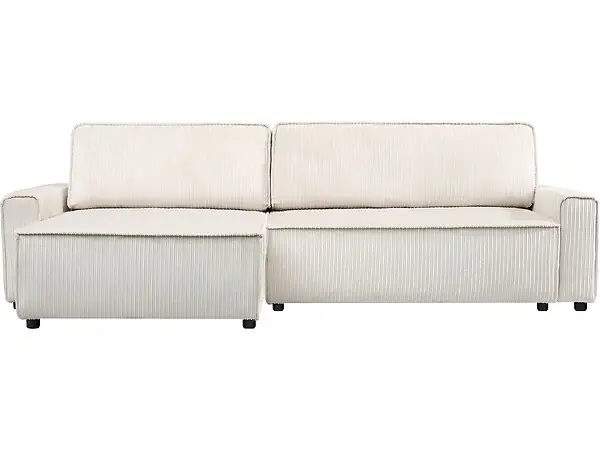 Promotion Saisonnière Canapé d‘angle convertible et reversible en velours côtelé "Montaigne" - 3 places - Beige HABITAT ET JARDIN