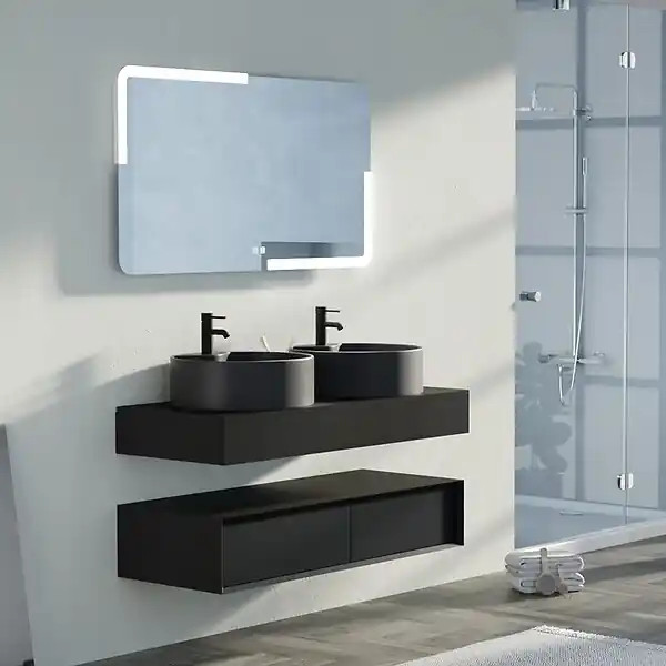 Meuble de salle de bain FABRIANO 1200 Noir mat DISTRIBAIN Prix Choc