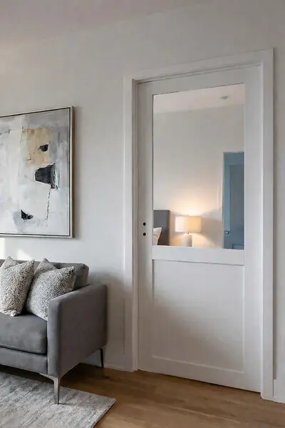 Bloc Porte Atelier BLANC sans meneau H204 x L83 cm Côte Tableau P.Droit GD MENUISERIES Certifié