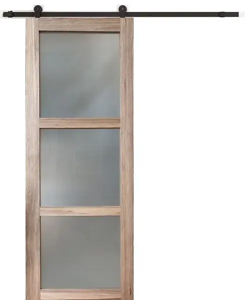 Porte Coulissante bois Frake Vitrée H204 x L73 cm, railroulette GD MENUISERIES Bon Marché