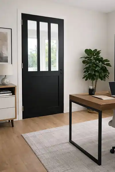 Bloc Porte Atelier Noir H204 x L83 cm Côte Tableau P.Droit GD MENUISERIES Commande En Gros