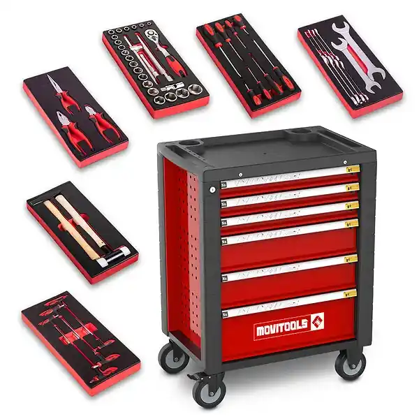 Remise Servante d atelier 6 tiroirs + 54 accessoires MOVITOOLS