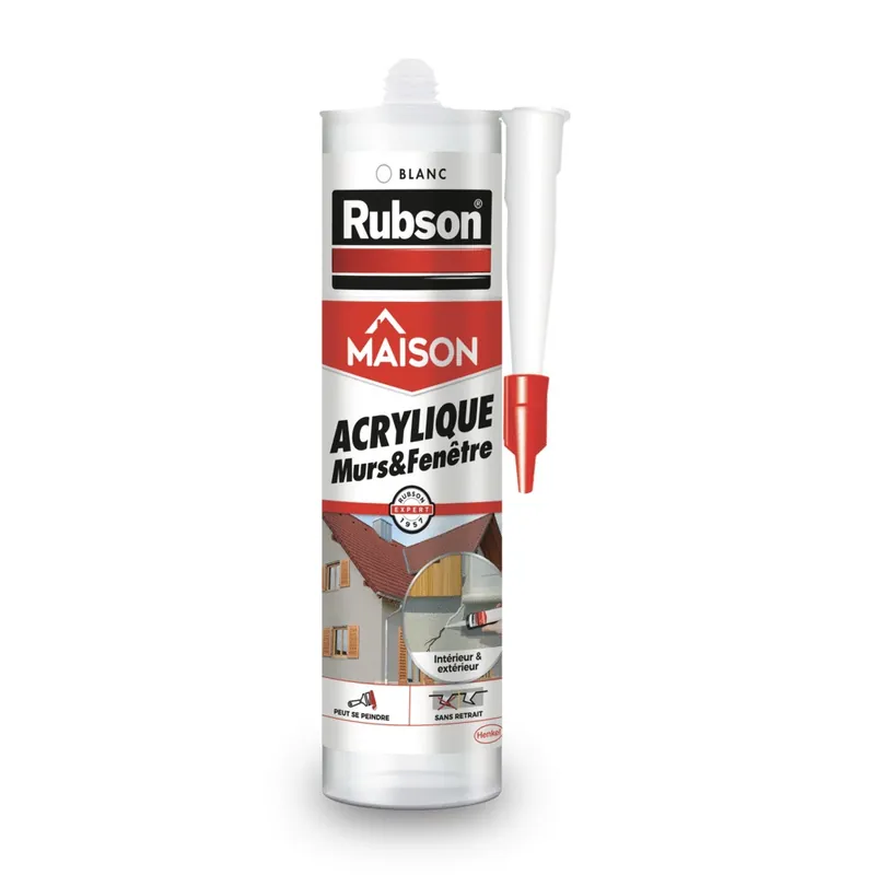 Satisfait Ou Remboursé Mastic Acrylique Murs & Fenêtres Blanc 280 ml RUBSON