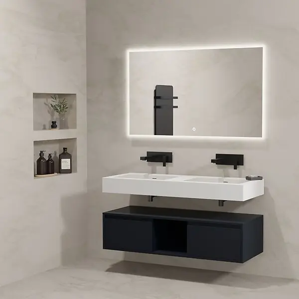 Meuble de salle de bain ROMANZA 1200 Noir (sans miroir) DISTRIBAIN Certifié