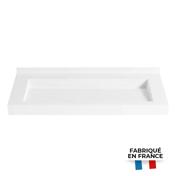 Quantité Limitée Ultra plan vasque autoportant 1200 x 520 x 100 mm, en Solid Surface, blanc mat (ERGO-1200) ISTONE