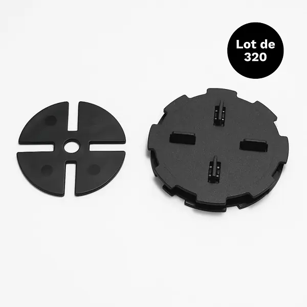 Lot de 320 plots réglables 10-15 mm dalle et carrelage avec cales anti-bruit 97 mm Noir, Lot - 320 plots MCCOVER Expédition Rapide