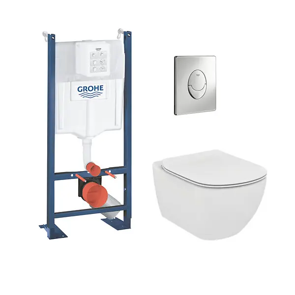 Pack WC Rapid SL autoportant + cuvette Ideal Standard T354601 + plaque Skate Air chrome (ProjectTesi-2) GROHE Nouveauté