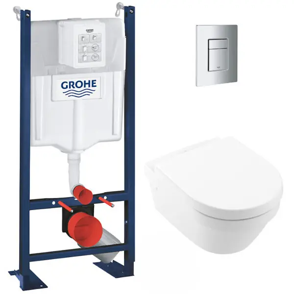 Achat Immédiat Pack WC Rapid SL autoportant + WC sans bride Architectura, fixations invisibles + Plaque chrome (ProjectArchi3-1) GROHE