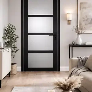 Offre Limitée Bloc Porte Telia Noir Vitrée H204 x L73 cm Côte Tableau P.Gauche,Poignee GD MENUISERIES