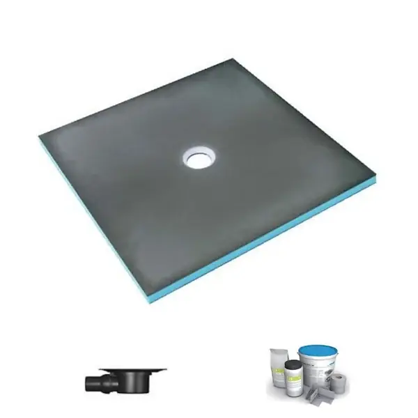 Receveur de douche à carreler 150 x 150 Fundo Primo carré écoulement centrée + bonde horizontale + kit d‘étanchéité WEDI Acheter Direct