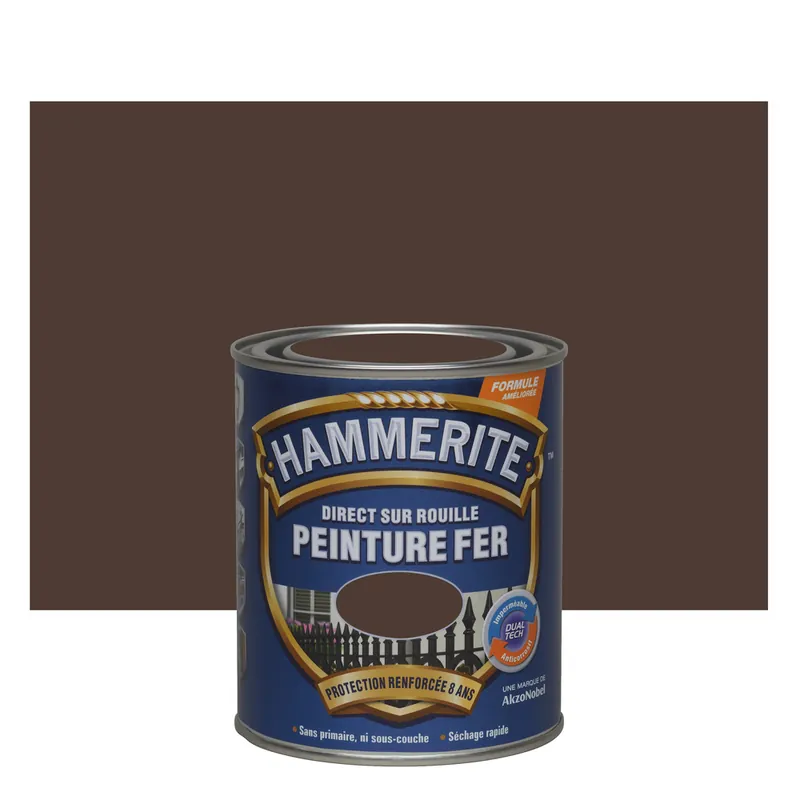 Offre Spéciale Peinture fer extérieur direct sur rouille finition martelé châtaigne 750 ml - HAMMERITE