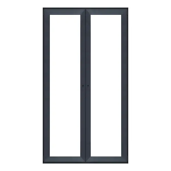 Dernier Modèle Porte-fenêtre PVC 2 vantaux - Anthracite - H.225xL.120cm QUADROFORM