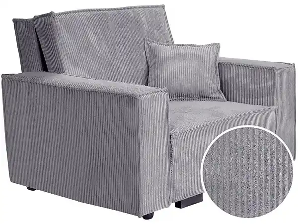 Meilleur Choix Fauteuil convertible en velours côtelé "Clivia" - Gris HABITAT ET JARDIN