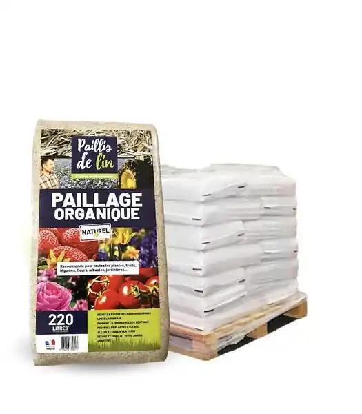 Petit Prix Paillis de lin, organique et naturelle pour jardins potagers, 21 balles de 220l - F-PAI058-21x220 RACINE