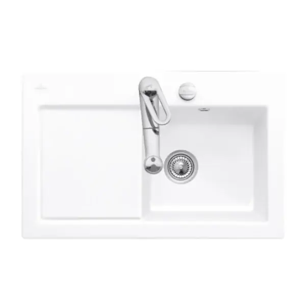 Produit De Marque Evier 1 bac avec egouttoir a droite Subway Pure 45 78 x 51 cm Blanc vidage automatique inclus VILLEROY ET BOCH