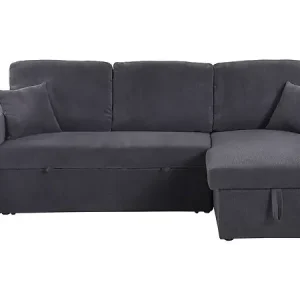Canapé d‘angle en velours côtelé convertible/réversible "Axel" - 3 places - Gris HABITAT ET JARDIN Réduction