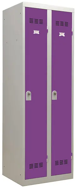 Vestiaire métallique 2 cases - Gris perle et prune - H.180cm P.HENRY Promotion