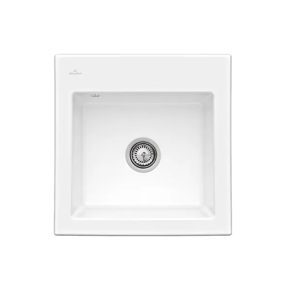 Evier Subway 50 S 52,5 x 51 cm sans egouttoir Blanc CeramicPlus avec vidage manuel VILLEROY ET BOCH Dernière Chance