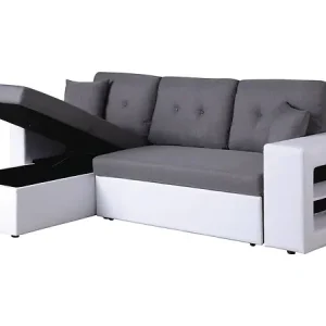 Canapé d‘angle convertible/réversible "Axel" - 3 places - Blanc/Gris HABITAT ET JARDIN Livraison Express