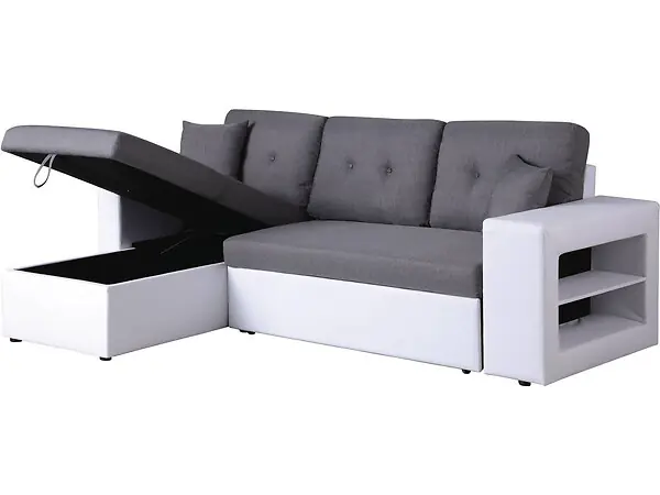 Canapé d‘angle convertible/réversible "Axel" - 3 places - Blanc/Gris HABITAT ET JARDIN Livraison Express
