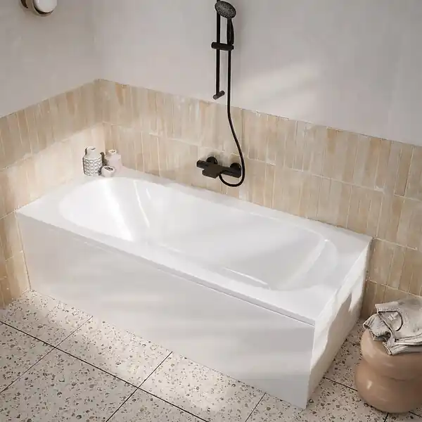 Livraison Express Pack Baignoire 180x80cm et 2 Tabliers recoupables - Blanc Brillant - Marina Round Duo ALLIBERT