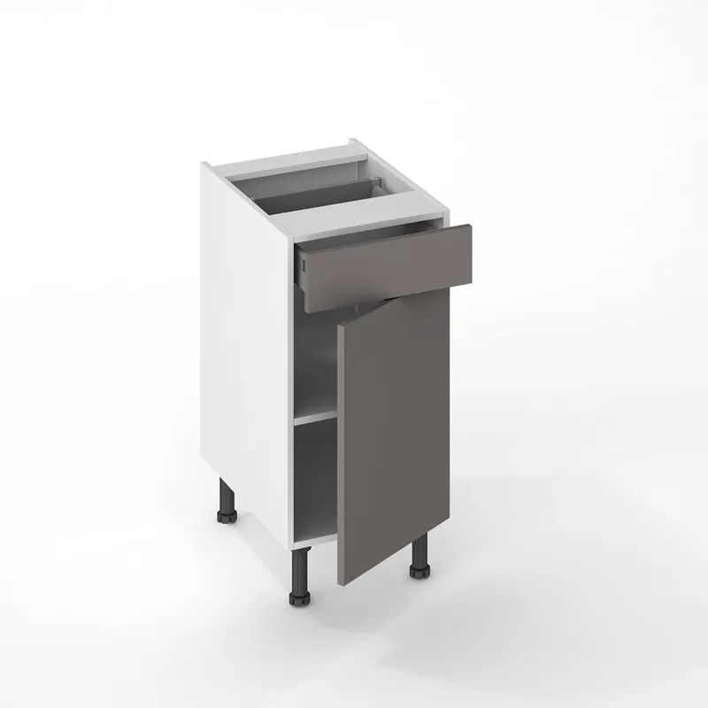 Porte et façade tiroir pour meuble bas de cuisine Lotus gris plomb mat 70 x 40 cm OFITRES Remise