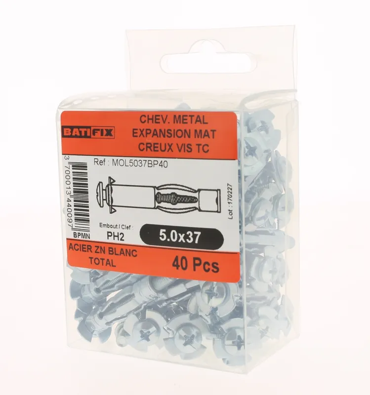 Chevilles à expansion diamètre 5 mm x 37 mm par 40 Réduction