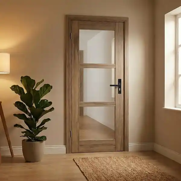 Achetez Aujourd'hui Bloc Porte bois Frake Vitrage transparent H204 x L73 cm Côte Tableau P.Droit, Poignee GD MENUISERIES