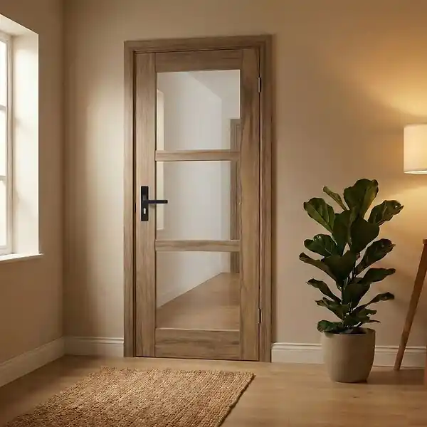 Bloc Porte bois Frake Vitrage transparent H204 x L73 cm Côte Tableau P.Gauche, Poignee GD MENUISERIES Achetez Aujourd'hui