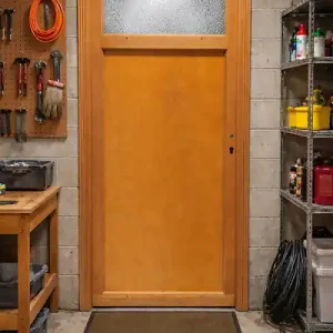 Retour Gratuit Porte De Service Bois Pagos, H200xL90 cm Côte Tableau, p.Gauche (Poignée, Barillet ref 01245F924) GD MENUISERIES