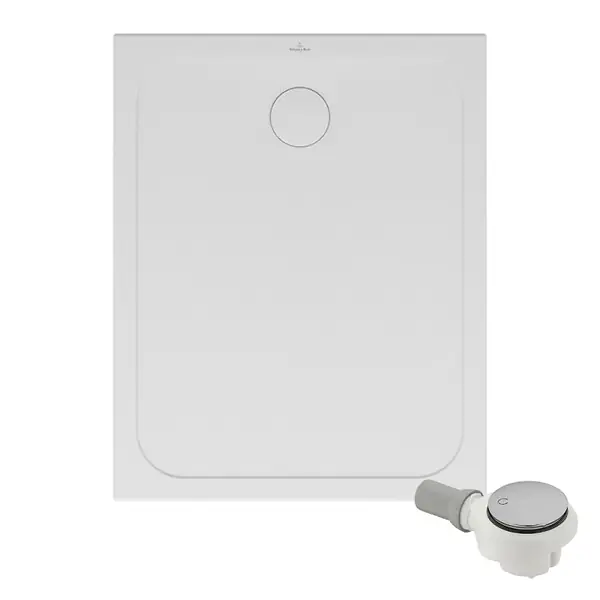Receveur de douche antidérapant 100 x 80 Lifetime Plus céramique blanc + Bonde chromé brossé VILLEROY ET BOCH Quantité Limitée