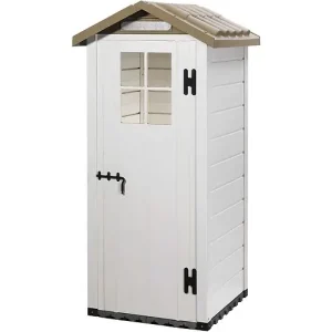 Must-Have Abri de jardin en résine - Beige - 0,58m² - L.96.5xP.96.5xH.203cm HABRITA