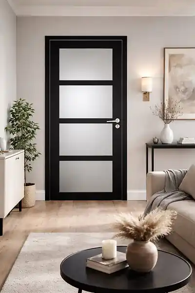 Haute Qualité Bloc Porte Telia Noir Vitrée H204 x L83 cm Côte Tableau P.Gauche,Poignee Pomerol GD MENUISERIES