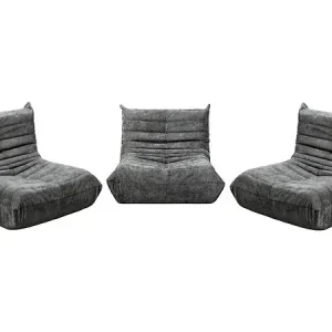 Lot de 3 chauffeuses pour canapé modulables en tissu texturé "Velasca" - Gris HABITAT ET JARDIN Populaire