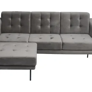 Quantité Limitée Canapé d‘angle reversible en velours "Noé" - 3 places - Gris HABITAT ET JARDIN